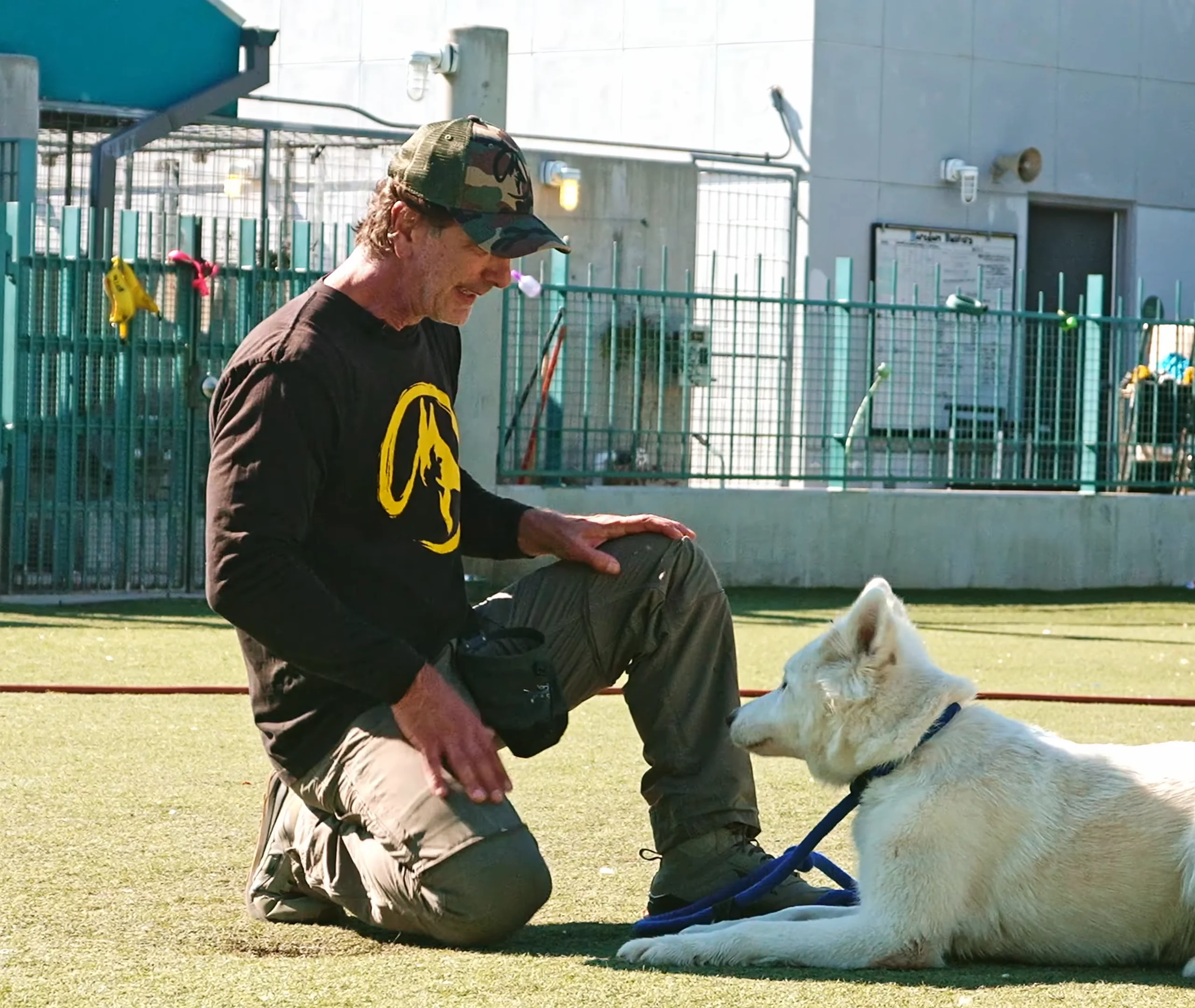 Robert Cabral with a shelter dog